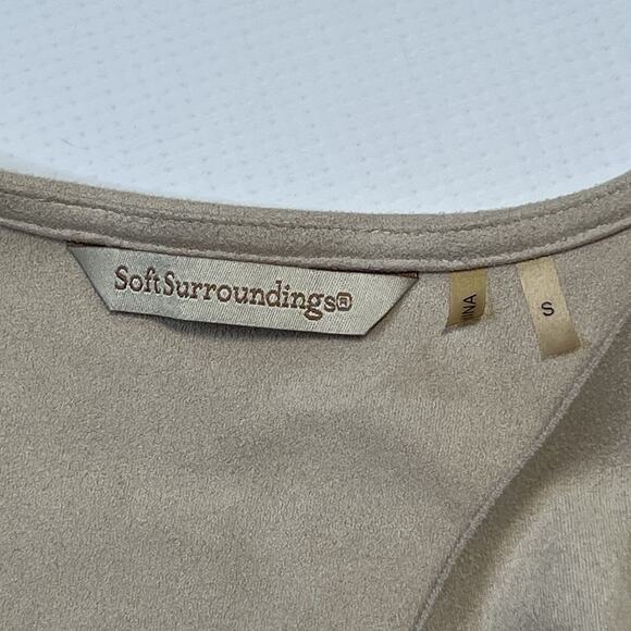 Soft Surroundings Ultra Soft Open Front Waterfall Cardigan Faux Suede Wrap Small - Picture 9 of 10